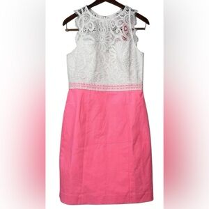 LILLY PULITZER Pink and White Lace Dress
